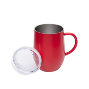 Caneca Térmica com Tampa e Alça de Aço Parede Dupla Vermelha 350ml