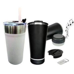 Copo Térmico Aço Inox Branco 420ml Toca Música
